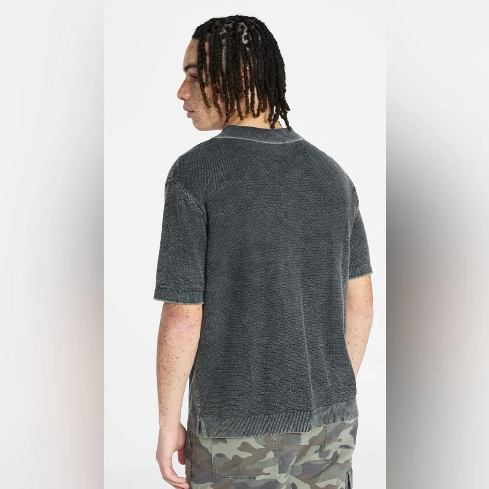 NWT No Boundaries Men’s Mesh Polo Sweater Gray Shadow Short Sleeve Cotton Size M
